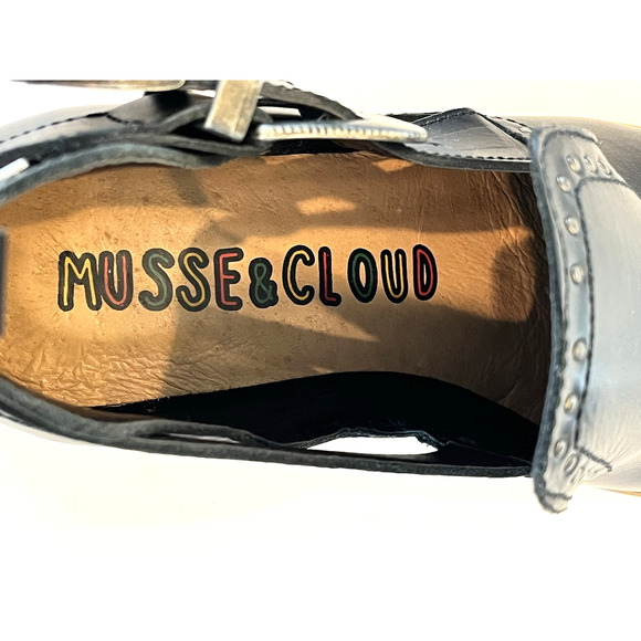 Musse & Cloud Western Ankle Booties Black Leather EU 37 US 6 Buckles NEW Cowgirl - Picture 4 of 11